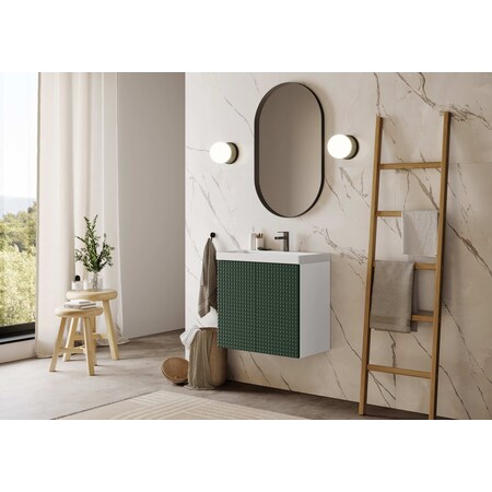 Vanity With Inset Sink, White Base With Green Bolero 24in Doors